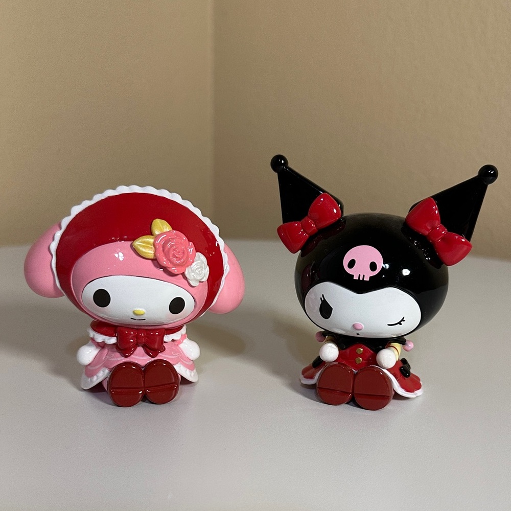Sanrio My Melody and Kuromi Figurines - Red, Pink, Black
